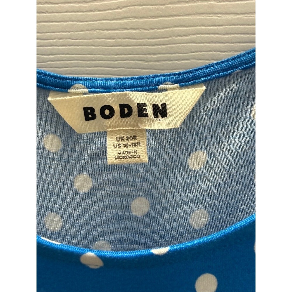Boden Amelie Jersey Midi Dress Blue White Polka Dot Pockets US 16-18R D0982 - Picture 7 of 10